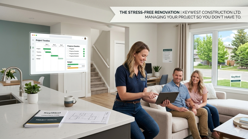 Professional basement renovation team keeping a clean worksite in Calgary